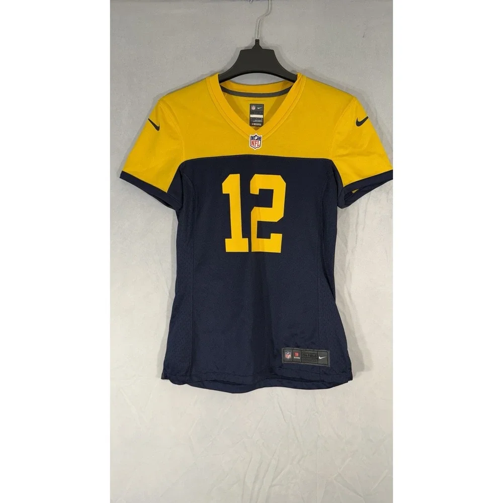 Green Bay Packers Aaron Rodgers #12 Jersey Women's Small Nike Throwback Blue NFL